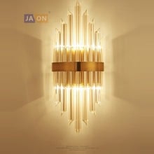 Led e14 de Cristal Nordic Ferro Ouro Claro CONDUZIU a Lâmpada DIODO EMISSOR de Luz Da lâmpada de Parede Arandela Luz de Parede Para O Quarto Corredor 2024 - compre barato