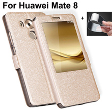 Capa de couro para janela frontal, capa para telefone de 6.0 "para huawei mate8 capas traseiras mt8 2024 - compre barato