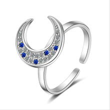 KOFSAC, colgantes nuevos de plata pura 925, anillo de lujo de cristal azul con Micro incrustaciones de circón, anillo con forma de Luna para mujer, joyería, regalos para el Día de San Valentín 2024 - compra barato
