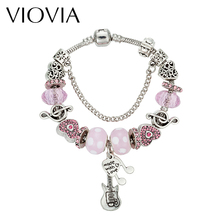 VIOVIA New Lovely Gift Murano Glass Beads Music Charm Bracelet Fit Original Bracelets Beads Jewelry For Women Girls B16141 2024 - buy cheap