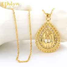 Ethlyn  Gold Color  Allah Pendants & Necklaces Arab Muslim Islam Jewelry Heart Mohammed Women and Girls P068 2024 - buy cheap