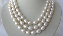 vogue popular 3rows big 13mm baroque white freshwater cultured pearl necklace 2024 - buy cheap