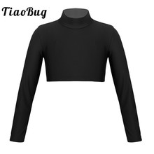 TiaoBug Kids Teens Solid Color Long Sleeve Sports Ballet Gymnastics Crop Top Children Girls Jazz Stage Performance Dance Costume 2024 - buy cheap