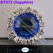 20pcs/lot 19mm Sapphire Centre round acrylic rhinestone button in sliver Setting For Wedding invitation Garment accessories 2024 - buy cheap