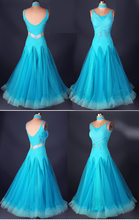 customize sleeveless blue adult Viennese Ballroom Fox trot Quick step tango Modern galop Waltz diamond competition Dance Dress 2024 - buy cheap
