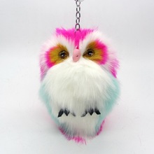 Fashion Cut Fluffy Plush Tot Owl Keychain Holder Faux Bunny Rabbit Fur Pompom Key Chains Ring Women Bag Keyring Man Car Trinket 2024 - buy cheap