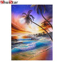 Pintura de diamante 5D DIY "paisaje marítimo con el sol", bordado 3D de cuentas cuadradas, punto de cruz, mosaico para decoración del hogar XY1 2024 - compra barato