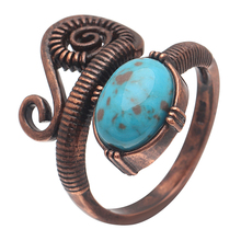 Eternity Charm-anillo geométrico para mujer, piedra azul, Color dorado, grabado a rayas, Vintage, ovalado, turquesa, joyería 2024 - compra barato