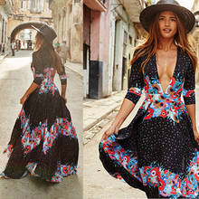 Sexy Women Lady Clothes Dresses Summer Boho Long Maxi Party Beach Long Sleeve Casual Chiffon Dress 2024 - buy cheap