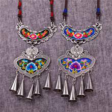 LosoDo Юньнань этнический стиль ретро классическая Вышивка Бохо длинное ожерелье кулон Miao серебряные бабочки ожерелья Аксессуары 2024 - купить недорого