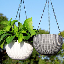 Chain Hanging Planters Flower Pot Basket Plastic Vase Garden Nursery Imitation Rattan Weaving PP Home Decor Balcony Baskets 2024 - buy cheap