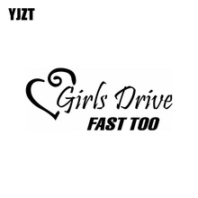 YJZT 13.9CM*5.8CM Girls Drive Fast Too Decal Vinyl Car Sticker Black/Silver C10-01944 2024 - buy cheap