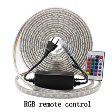 RGB LED Strip Light kit with Remote Controller Dimmable LED Tape Waterproof AC220V SMD 5050 LED Ribbon Flexible Strips for Home 2024 - buy cheap