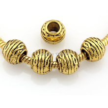 30 Pcs/Lot Vintage Gold Plated Big Hole Beads For European Charm Bracelet Jewelry DIY Choose Style JJB 2024 - buy cheap