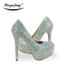 New Arrival Shining crystal women wedding shoes Bride fashion Rhinestone party dress shoes female Bling Bling shoes 2024 - buy cheap