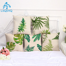 Decorative Throw Pillow Green Leaf Leaves Square Throw Pillow Case Cushion Cover For Sofa Home Capa De Almofadas 45x45cm 2024 - buy cheap