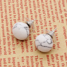 Trendy-beads Personalized Silver Plated Bread Shape Stud Earrings White Turquoises Stone Jewelry 2024 - buy cheap