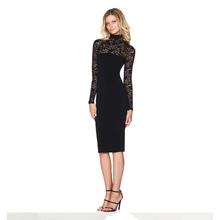 ENLU Women Vintage Lace Patchwork Party Dress Long Sleeve O neck Solid Dress Spring New Fashion Chic Women Dress 2024 - buy cheap