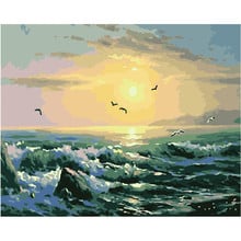 Painting By Numbers DIY Dropshipping 50x65 60x75cm Early morning sea sunrise Scenery Canvas Wedding Decoration Art picture Gift 2024 - buy cheap