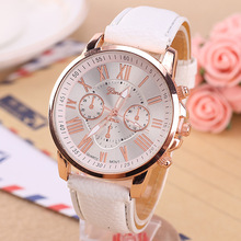 Relógio de pulso feminino geneva, relógio de quartzo com pulseira de couro 2024 - compre barato