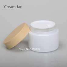 15pcs 30g 50g White Glass Cream Jar, Empty White Cosmetic Container Bottle Jar, Glass Cream Bottle Jar Bamboo Design Pattern Cap 2024 - buy cheap