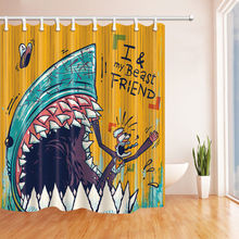 Cartoon Shark and Sailor Bath Curtain Bathroom Waterproof Polyester 2024 - buy cheap