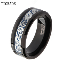 8mm Black Tungsten Carbide Ring Men Silver Color Celtic Dragon Polished Finish Edge Wedding Band Jewelry Anel Masciulino Bague 2024 - buy cheap