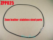 16"mm-38"mm length 2mm black real leather necklace stainless steel accessories jewelry DIY parts 100pcs ZPP025 2024 - buy cheap