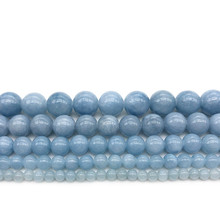 Cuentas redondas de piedra de Angelita azul Natural para mujer, cuentas sueltas de 4mm, 6mm, 8mm, 10mm, 12mm, DIY, para fabricación de joyas 2024 - compra barato