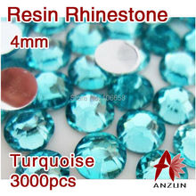 3000pcs 4mm 14 Facets Resin stone Gem Flat Back  Beads For DIY Turquoise 2024 - buy cheap