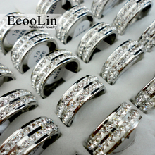 100 pçs feminino clássico zircônia cúbica 316l anéis de aço inoxidável noivado aniversário casamento anel feminino jóias bulks lote r066 2024 - compre barato
