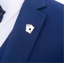 Poker 4 Ace Brooch Pin Badge Silver Color Brooch Shirt Badges Men Suit Dress Lapel Sticker Jewelry Gift Wholesale 10pcs/lot 2024 - buy cheap