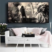 Preto e branco nativo indiano pintura cartazes e cópias retrato arte da lona escandinavo parede imagem para sala de estar 2024 - compre barato