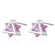 XIYANIKE 925 Sterling Silver Geometric Zircon Triangle Stud Earrings Simple Fan Crystal Design Ear Jewelry For Women Gift 2024 - buy cheap