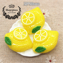 10pcs Kawaii Simulation Fruit Lemon Resin Flatback Cabochon Food Art Supply Decoration Charm Craft DIY,23*28mm 2024 - buy cheap