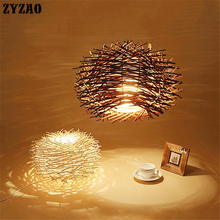 Hand-woven Bird's Nest Pendant Lamps Modern Simple Cafe Restaurant Pendant Lights Home Decor Dining Room Kitchen Hanging Lamps 2024 - buy cheap