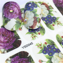 Nail Sticker Purple Flower Designs Water Transfer Decals Sets Flower/Feather Nail Art Decor Beauty Tips 2024 - buy cheap