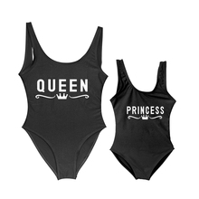 Mother and Daughter Children Queen&Princess Letter Print One Piece Swimsuit Mommy&Babe Swimwear Mom Kid Bathing Suits Bikini 2024 - buy cheap