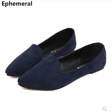 Dama de gran tamaño 33-48 borra suave cómodo ocio puntiagudos Flattie zapatos delgados en todo el año azul/negro 2024 - compra barato