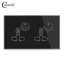 Coswall-enchufe de pared Universal doble, interruptor de luz de encendido/apagado, indicador LED, 13A, 2 entradas, 2 vías 2024 - compra barato