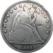 1869 Liberdade Sentado Dólar MOEDAS COPIAR 2024 - compre barato