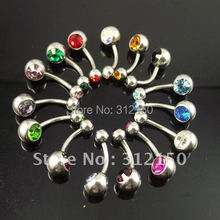 5pcs/lot  Double Gem belly ring, press fit body piercing jewelry, Navel Rings Sexy body jewelry Crystal belly Button ring 2024 - buy cheap