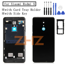 Оригинальная задняя крышка аккумулятора для Xiaomi Redmi 5, Корпус задней двери + боковой ключ + держатель для карт, замена, ремонт, запасные части 2024 - купить недорого