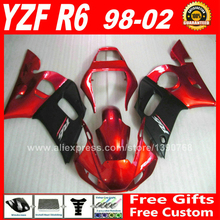 Fairing kit for 1998 - 2002 YAMAHA R6 1999 2000 2001 body parts red matte black 98 99 00 01 02 fairings kits H6S2 2024 - buy cheap