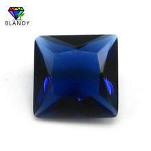 Оптовая цена, 2x2 ~ 12x12 мм, квадратная форма, свободный синий стеклянный камень, принцесса, вырезанная деталь для ювелирных изделий своими руками 2024 - купить недорого