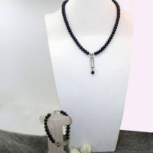 7-8 мм натуральный черный пресноводного жемчуга, бисер, ожерелье, браслеты, подвеска, Новый Модный женский комплект ювелирных изделий B2924 2024 - купить недорого