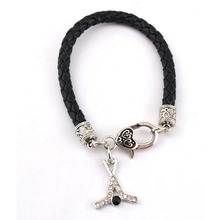 Leather Chain Charm Bracelet For Women Men Hockey Shape Design With Crystals Sporty Style Jewelry Zinc Alloy Dropshipping 2024 - buy cheap