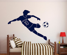 Soccer Name Wall Decal for Bedroom Personalized Vinyl Stickers Boys Teen Sport Art Murals Decals Kids Room Wall Decoration D682 2024 - buy cheap