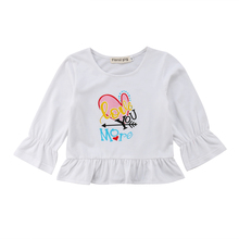 Хлопковая футболка с длинным рукавом для маленьких девочек, топ, блузка, теплая осенняя одежда 2024 - купить недорого