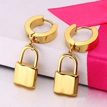 Stainless Steel Lock Pendant Drop Earrings Men's Unisex Jewelry Punk Dangle Small Loop Earrings Rock Party Jewelry For Women Men 2024 - buy cheap